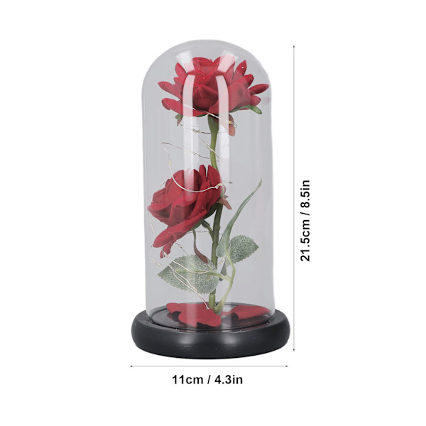 Elektrisk LED Rose Glas Lint Dekorativ Lys 2 stk Rose Glas Dæksel til Fødselsdag Mor