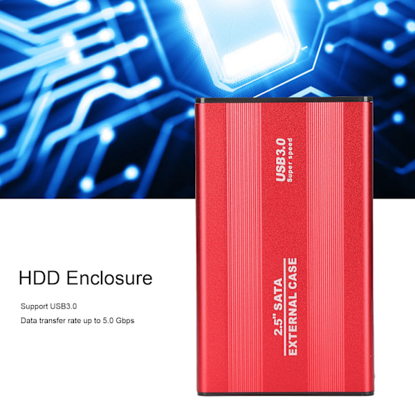 HDD-hölje Plug and Play 3TB USB3.0 SSD Hårddisklåda för Bärbara datorer/OS X Extern Datalagring Röd