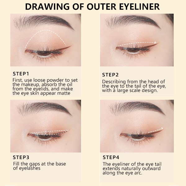 Eyeliner Gelpenna, 3-pack Vattentät Smudge-Proof Färg Fin Spets Eyeliner, Hörnögonshöjare, Ögon Gel Eyebrow Pencil