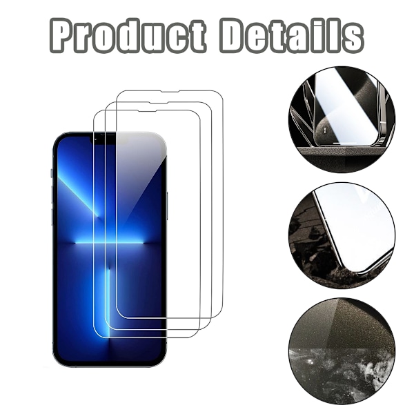 3-Pak Hærdet Glas Skærmbeskytter til iPhone 13/13 Pro Beskyt din skærm effektivt mod ridser, pletter og stød med denne holdbare skærmbeskytter.