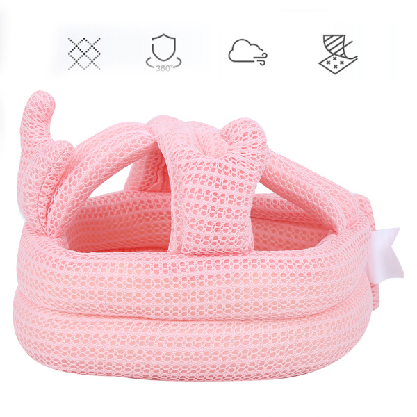 Åndbar sikkerhedshjelm til småbørn, babyhovedbeskyttende hat, antikollisionsprotektor (1# Pink)