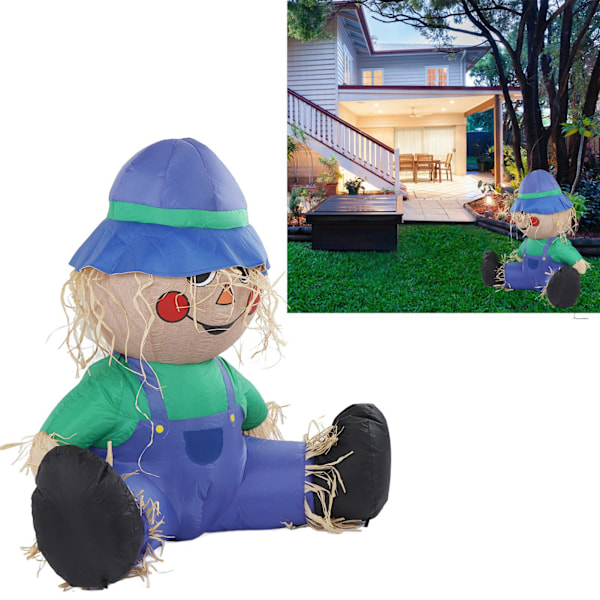 Inflatable Boy Decoration Built in LED Light Waterproof Harvest Scarecrow for Thanksgiving EU Plug