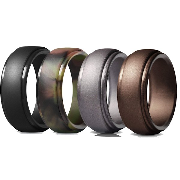 Silikonring för Män, Andningsbar med Luftflödesspår - 8mm Bred - 2.5mm Tjock Silikon Vigselringar