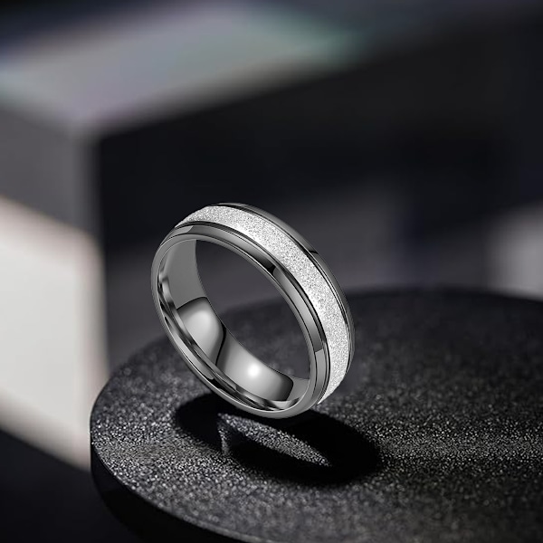 6 mm Titanring i Rustfrit Stål Smykker Frostmat Mænds Ring Bryllupsbånd Komfortpasform Størrelse 7,8,10,11