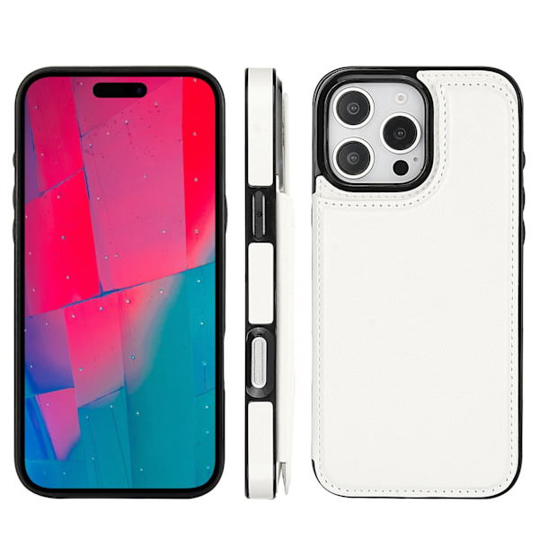 iPhone 16 Pro, Stilrent Skal, Plånbok/Kortfack, Vit Vit