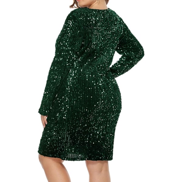 Kvinnors Plus Size Sekvens Klänning V-ringad Fest Cocktail Glitter Glittrande Kväll Stretchig Mini Bodycon Klänningar