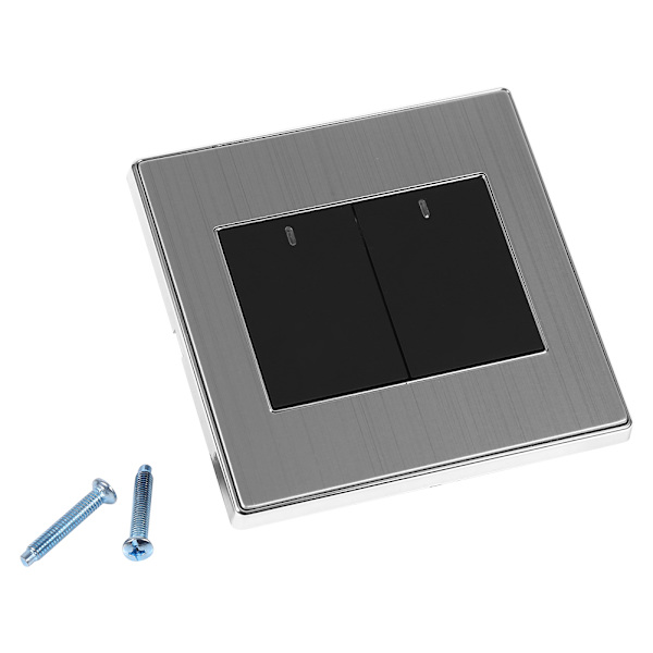 1-vägs 250V 10A Hem Modern Typ Elektriska Tryckknappar Vägg Ljusströmbrytare Panel (2-gäng)