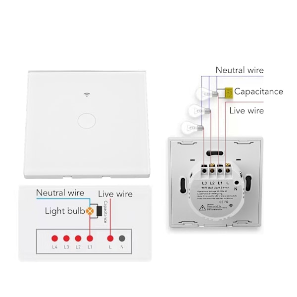 WiFi RF Ljusströmbrytare Touchkontroll Vattentät Glaspanel Stöd för Röststyrning Smart Väggströmbrytare 10A AC80‑260V