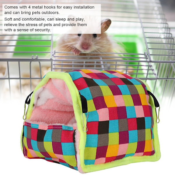 Liten Husdjurs Hamster Håll Varmt Säng Sovsäck Hus för Sockerflygare Igelkott Marsvin Röd Rutmönster Stor