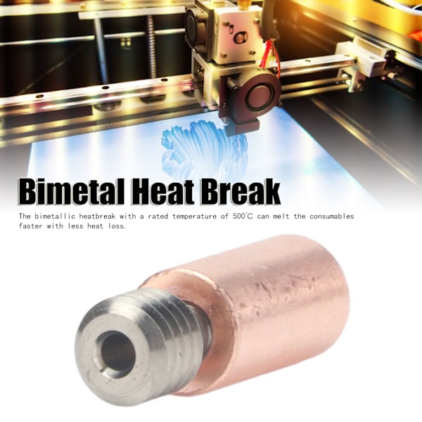 5 st Bimetal Heat Break Ti Legering Koppar Heatbreak Ersättning för Prusa I3 MK3 MK3S 3D-skrivare Slät