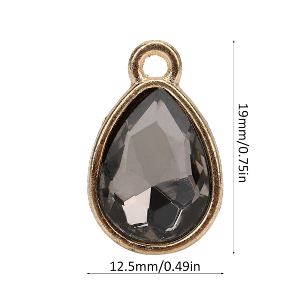 10 st 19x12,5 mm Vattendroppeformade Berlocker DIY Smyckestillbehör Rhinestone Legering Dekoration Hantverk Tillbehör Grå