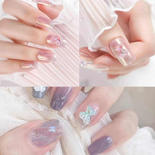 80 st Nail Bear 3D Nagelcharm för Resin Naglar Dekorationskit för Nagelkonst Design DIY