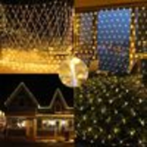 Solar Outdoor Light Net, 3x2m 200 LED Mesh Net Fairy Lights, 8 lägen julbelysning för julgran, buskar, trädgård, uteplats, fönsterdekorationer