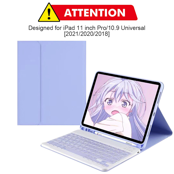 Tangentbordsfodral Trådlöst tangentbordsskydd med pennhållare Tangentbordsfodral för ipad 11-tums Pro/10,9 Universal [2021/2020/2018]