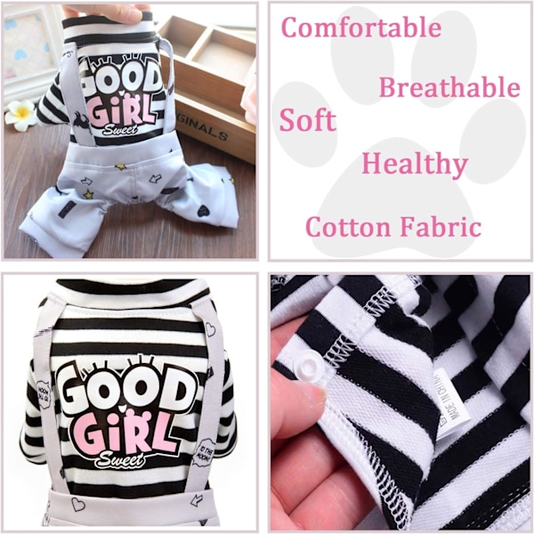 Hundoverall, Randig Valp Pyjamas, Söt Hundvalp Onesies Pjs Jumpers, Mjuk Bomullsskjorta, 4 Ben Kläder Husdjurskläder Kläder för Små Medelstora