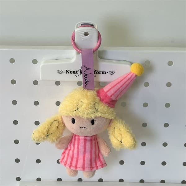 Adoudou Cute Fluffy Plush Gnome Keychain - Star Hat Soft Wool Pendant for Bag Charm