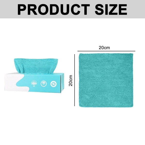 20 counts Rags In A Box- 7,8" x 7,8" Återanvändbara våtservetter för rengöring, kantlösa frottéhanddukar, butikstrasor, tvätt, damm, engångsbruk, hus, småstädning