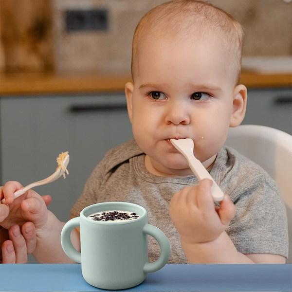 Silikonkopper for selvstendig drikking for baby og småbarn, baby-ledet avvenning, myk åpen kopp for baby