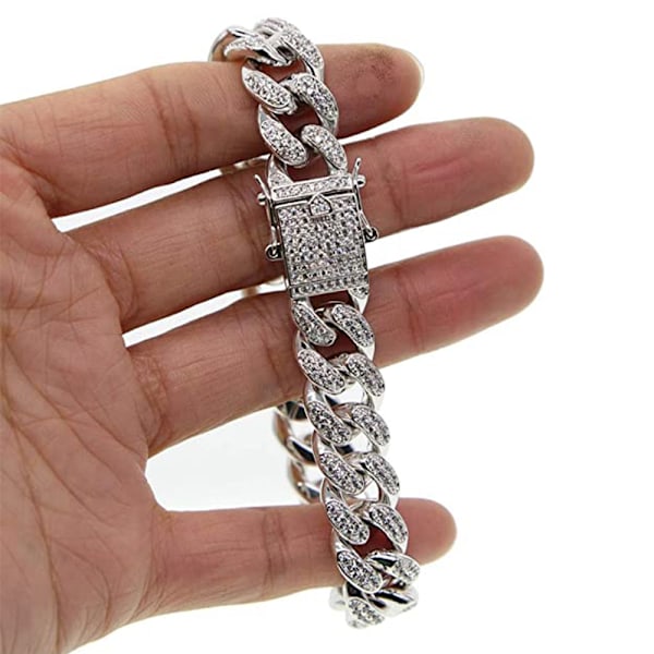 Kedja för Män, 18,5MM Mäns Guldpläterad/Platina Vitguld Finish Diamantlänkkedja Miami Choker Halsband Armband