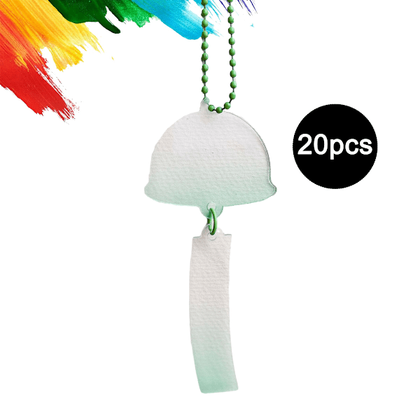 20 stk. Akryl Blanks med Farverige Perlekæde, Klar Gradient Vindklokke Formet Akryl DIY Ornament Blanks til Nøglering Håndværk Hængende Julepynt