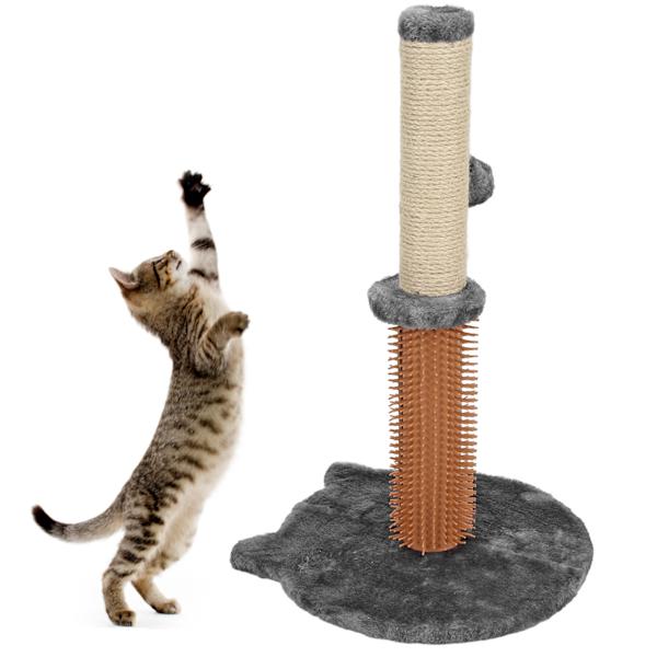 Kattklöspost Vikbar Sisal Multifunktionell Hög Kattklösare med Plyschbas för Innekatter och Kattungar Mörkgrå