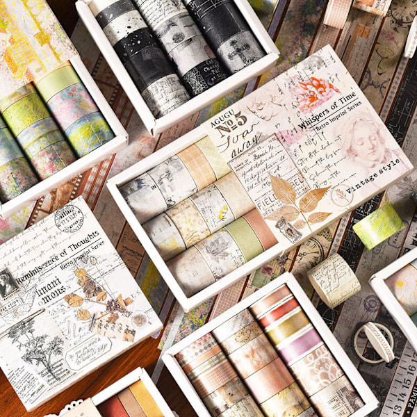 20 Rullaa Vintage-Teippiä, Maskiteippiä Scrapbooking-Tarvikkeisiin, Roska-Albumiin, Bullet Journaliin, Suunnitteluun, DIY-Sisustukseen, Käsitöihin