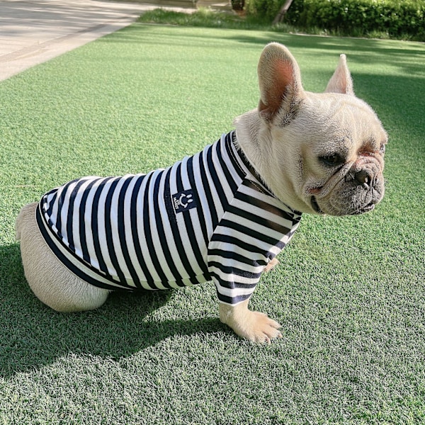 Bomuldstribet Hundetrøje til Store Hunde, Strækbar Åndbar Blød Letvægts Kølig Kæledyrs T-shirt