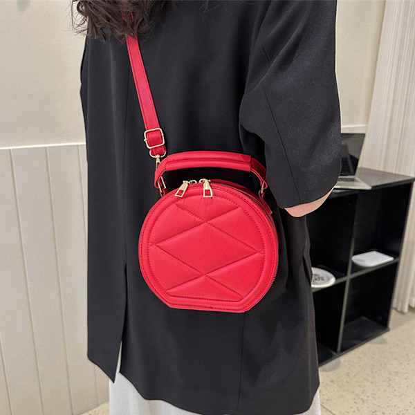 Ny mode enkel messenger taske fritids trend PU skulder lille rund taske