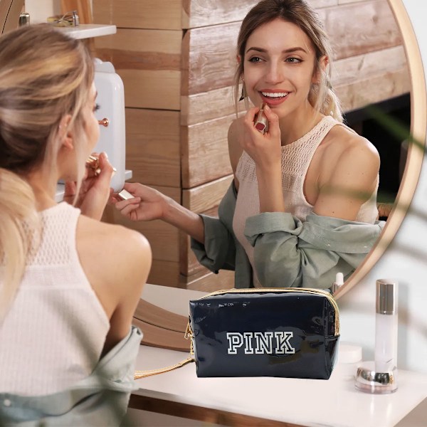 Makeuptasker med lynlås Rejse Kosmetiktasker Regnbuefarvet Makeuppung med håndledsrem