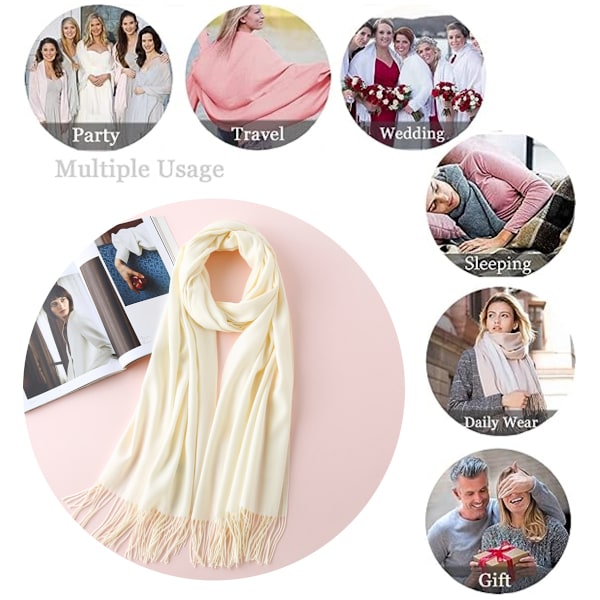 Dam Scarf Pashmina Sjalar och Wraps för Aftonklänning Brudtärna Bröllop Brud Vinter Varma Långa Stora Halsdukar