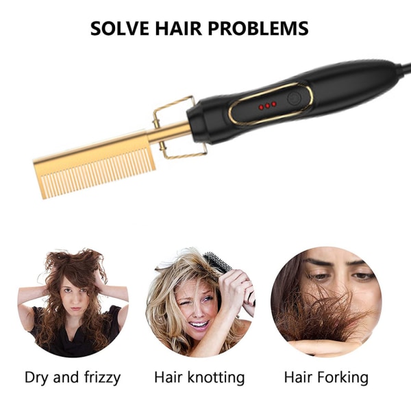 Keramisk Hot Comb Hair Plattång för afroamerikanskt hår black gold d8d4 |  black gold | Fyndiq