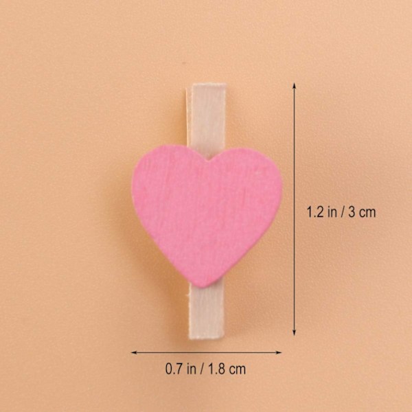 50 stk Mini Tre Klyper Klesklyper Håndverk Klyper med Hjerter for Bryllup Fest Valentinsdag Dekorasjon