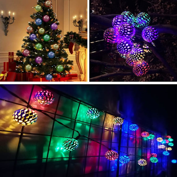 Solar String Lights - Flerfärgad Marockansk Lights String 20 LED Globe String Lights 15ft Solar Decor Lights Utomhusdekoration för uteplats bakgård