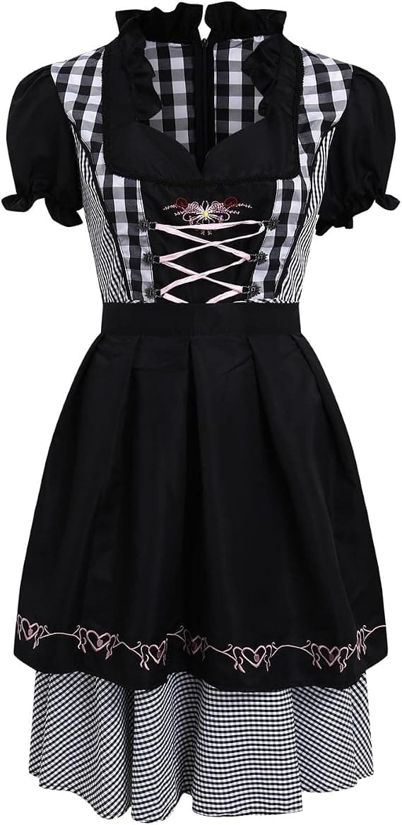 Oktoberfest Dirndl Kjole, Bayersk Kostume, Festkjole med Forklæde, Flere Farver
