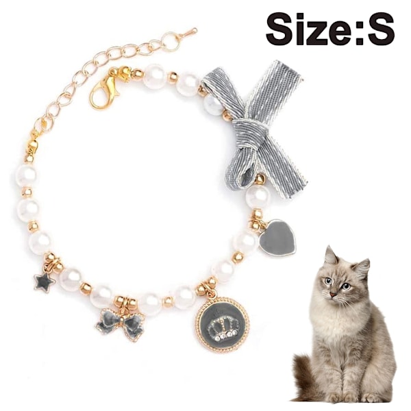 Halsband med pärlor för hund och katt, bling-accessoarer, band, kärlekshänge, husdjurssmycken för valpar, chihuahua, yorkie, justerbart, handgjort
