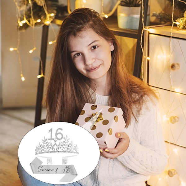 16-årsdag Sash och Krona hårband