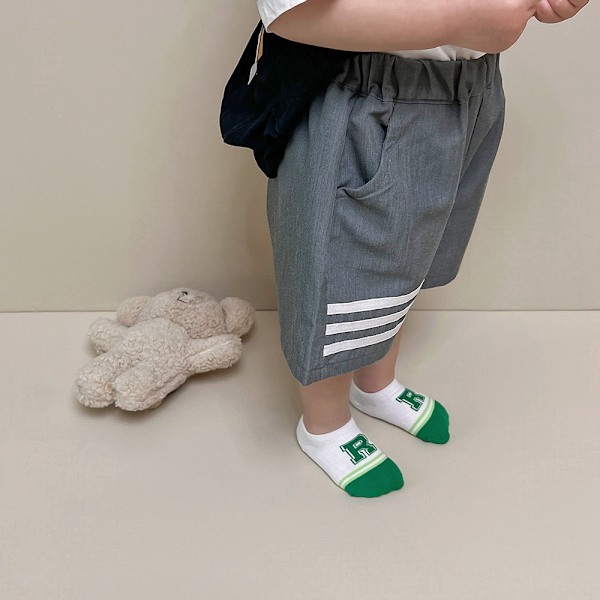 5 Par Baby & Toddler Söta Mode Bomulls Andningsbara Mesh Barn Osynliga Båtsockor - Grön Bokstav Serie
