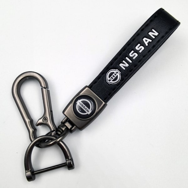 Personlig logotyp, Nyckelring, Affärslogotyp, Läder, Gunmetal Hardware Nissan Gunmetal Hardware