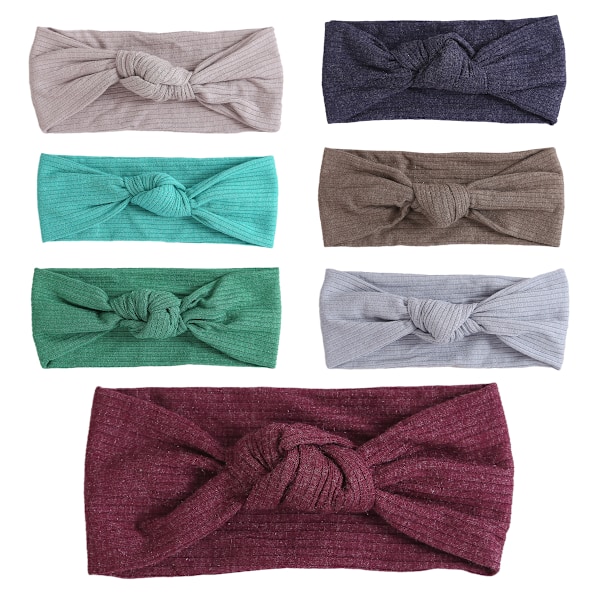7 stk Baby Hodebånd Turban Knyttet, Jente Hårbånd for Nyfødt, Småbarn og Barn