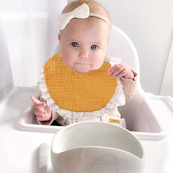 Tyttöjen vauvan liinat, kääntyneet boho-tyyliset, kaksoiskerroksiset puuvillaiset sylki-liinat nylon-päänpantasetti