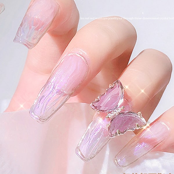 10 Flerfärgade Kristallfjärilsmanikyr Zirkonfjärilsnagelsmycken diy Nagelsmycken