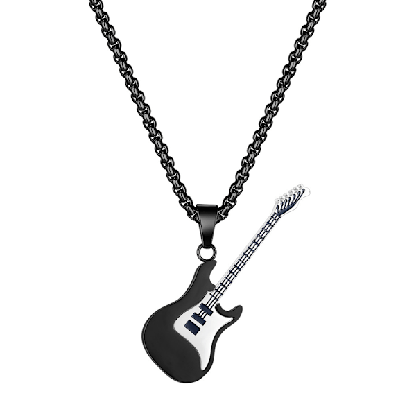 Kreativ Personlighet Herrar Halsband Mini Rock Guitar Hänge Mode Rostfritt Stål Halsband