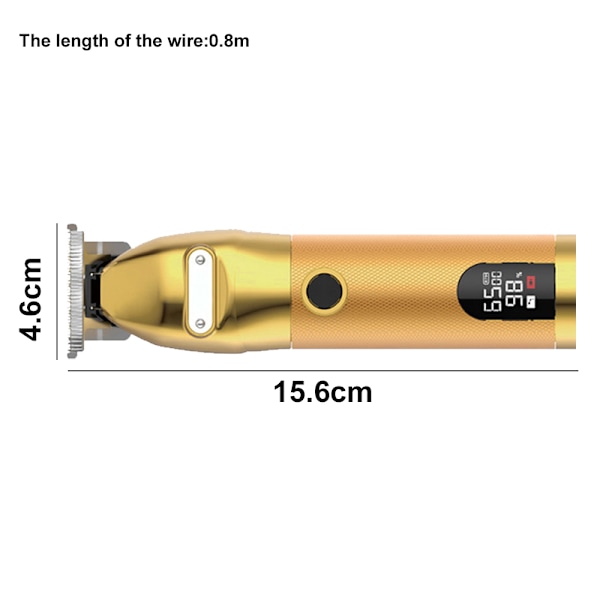 Ledningsfri Trimmer med LCD-skærm Hårklipper til Mænd USB Opladbar Elektrisk Hårklipper