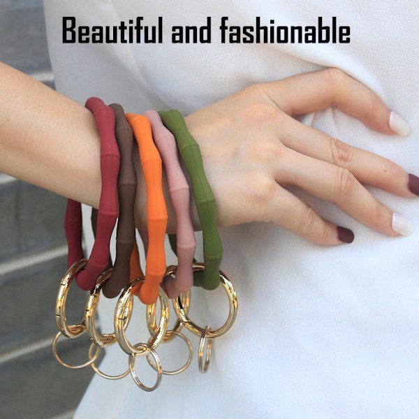Bambusformad silikonarmband nyckelring armband nyckelring