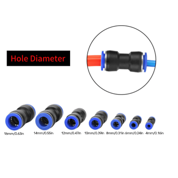 50 kpl PU-4 PU-6 PU-8 PU-10 PU-12 Muoviset Suorat Pneumatiset Liittimet Ilman Pikaliittimet