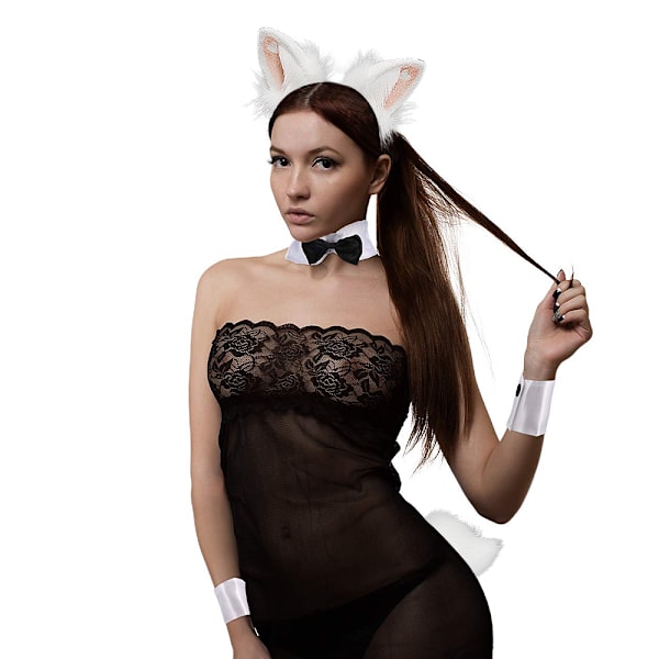 Plush-huivi Rabbit Ears Headwear Tail Set - Karvainen hiusnauha söpö pääpanta eläinjuhliin Halloweeniin
