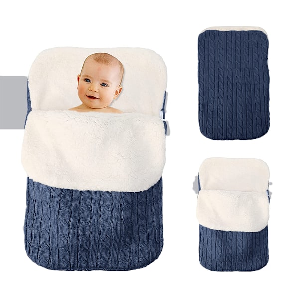 1 st Newborn Baby Swaddlefilt, Stickad Varm Fleecefilt Swaddle Sovsäck Väska Vagn Unisex Baby Sovsäck för Baby