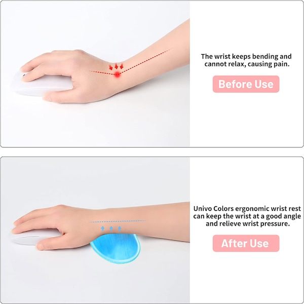 Ergonomisk silikone håndledsmusmåtte, transparent håndledsmåtte, hjerteformet gennemsigtig kølig håndpude