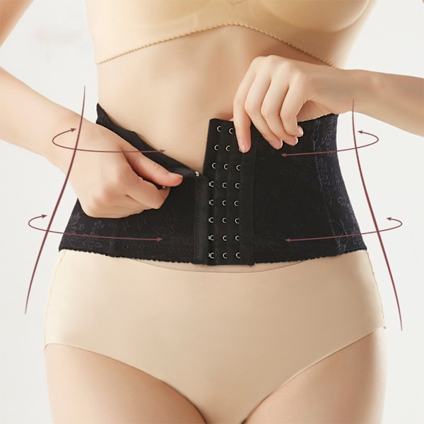 Lace Mesh Kvinders Postpartum Abdominal Bælte Reparationsbælte Kort Trunk Talje Træning Stramt Bælte (Sort)