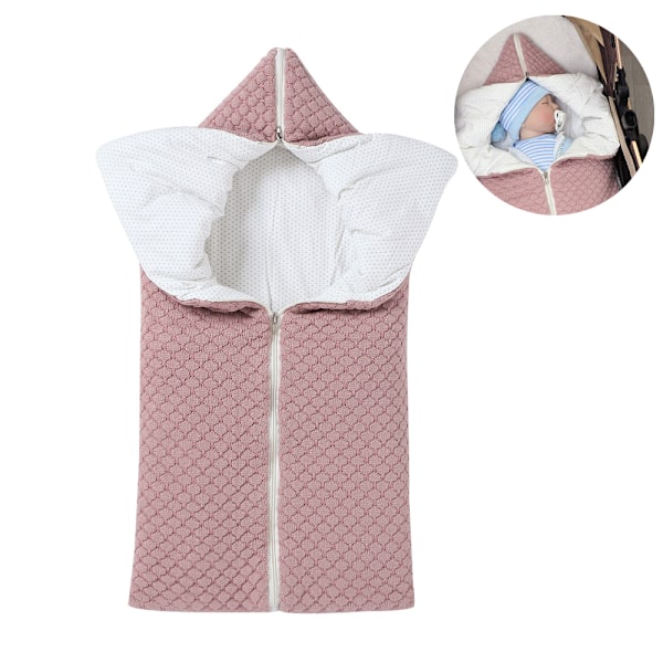 1 stk Baby Swaddle Tæppe Fleeceforet Bærbar Spædbarn Strikket Barnevogn Nap Wrap Plus Bomuld, Nyfødt Tyk Blød Varmt Sovesæk